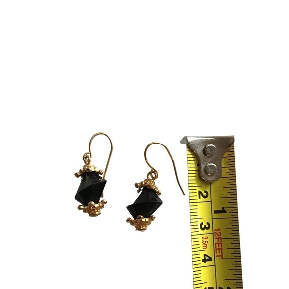 BEAUTIFUL WOMENS BLACK TONE STONE DANGLE EARRINGS - Picture 3 of 3